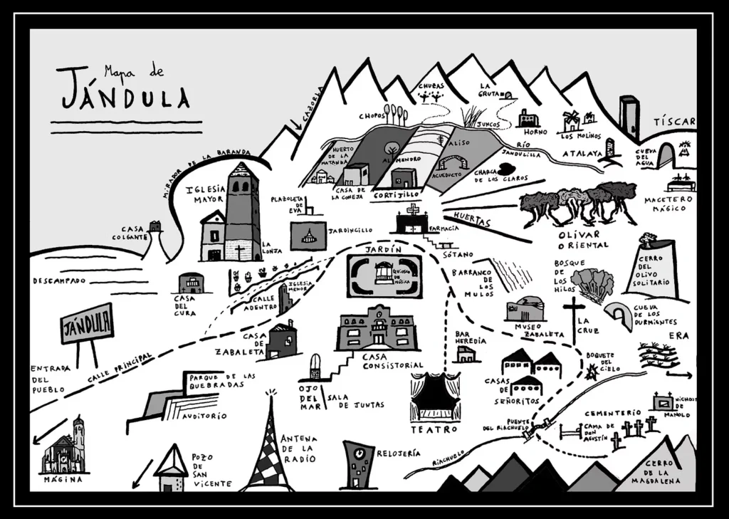 El pequeño pueblo ficticio de Jándula según el autor.