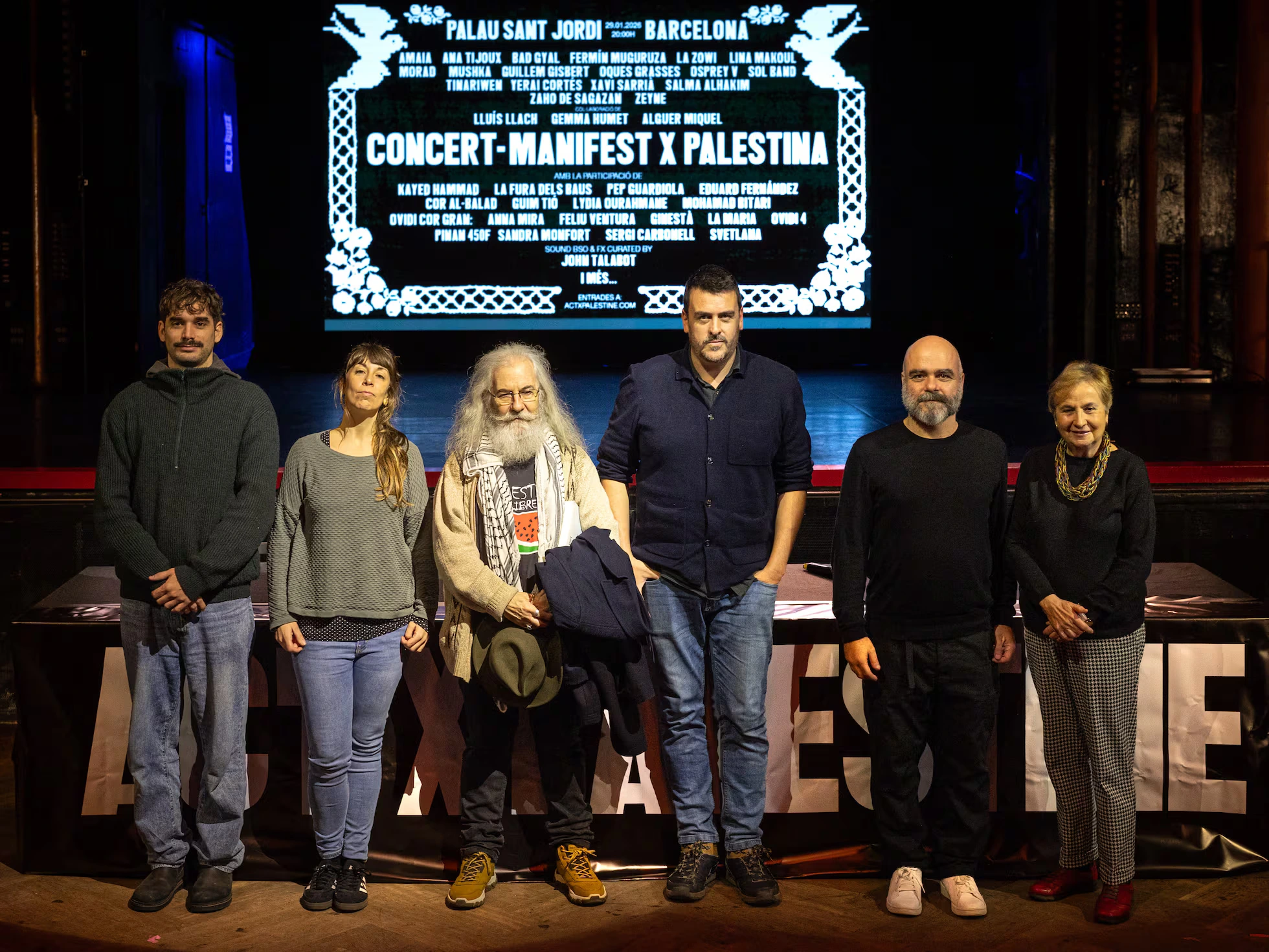 Act x Palestine, Palestina, Gaza, concierto solidario, Palau Sant Jordi, derechos humanos, cultura política, ayuda humanitaria, PPAN, música comprometida, Israel, Cisjordania